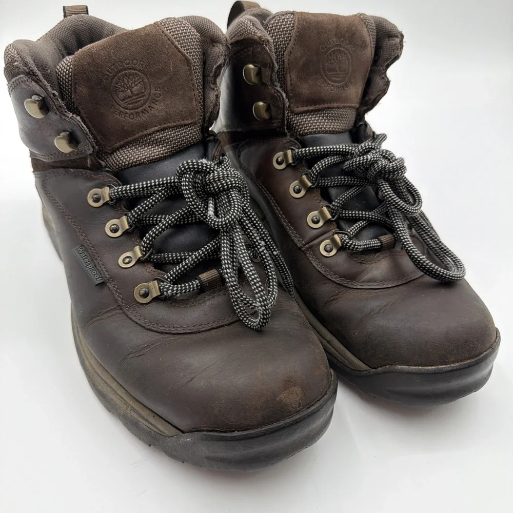 Timberland White Ledge Mens 9 M‎ Waterproof Boots Brown Leather Lace Up Mid